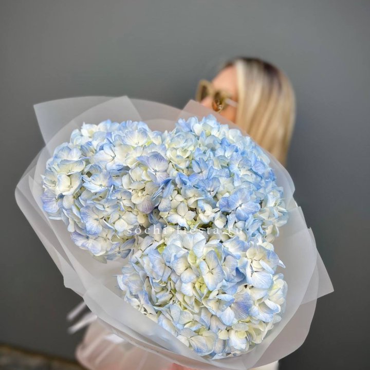 Букет из 3 голубых гортензий  в Невинномысске