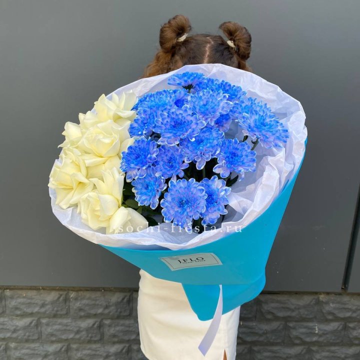 Дуо букет розы и хризантема в Невинномысске