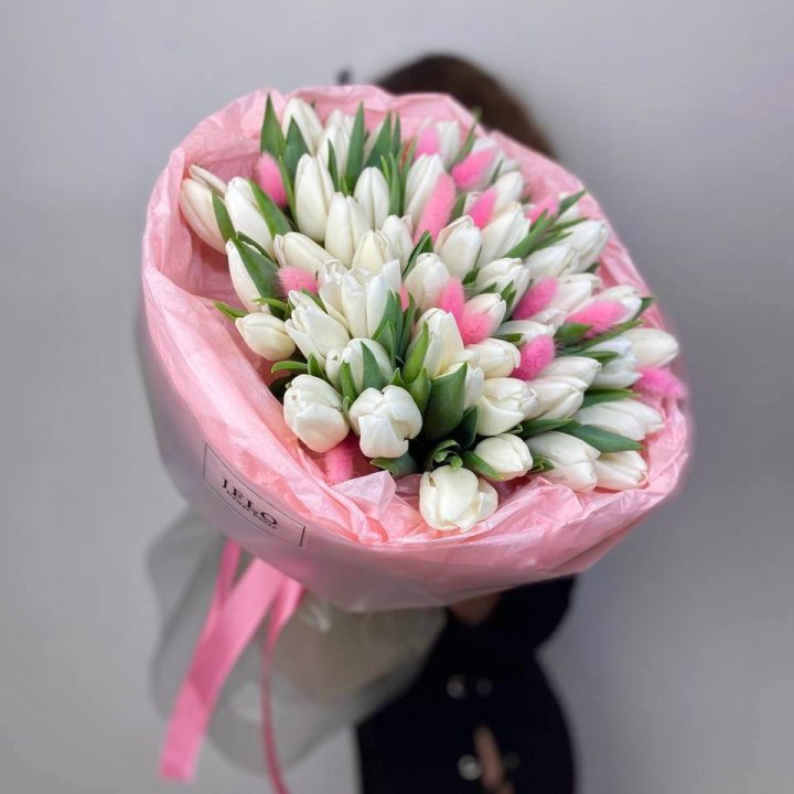 51 белый тюльпан "Рози" в Невинномысске